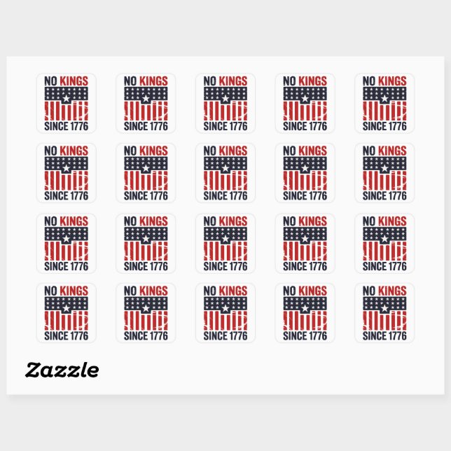 No Kings Since 1776 Peaceful Patriotic Protest Square Sticker (Sheet)