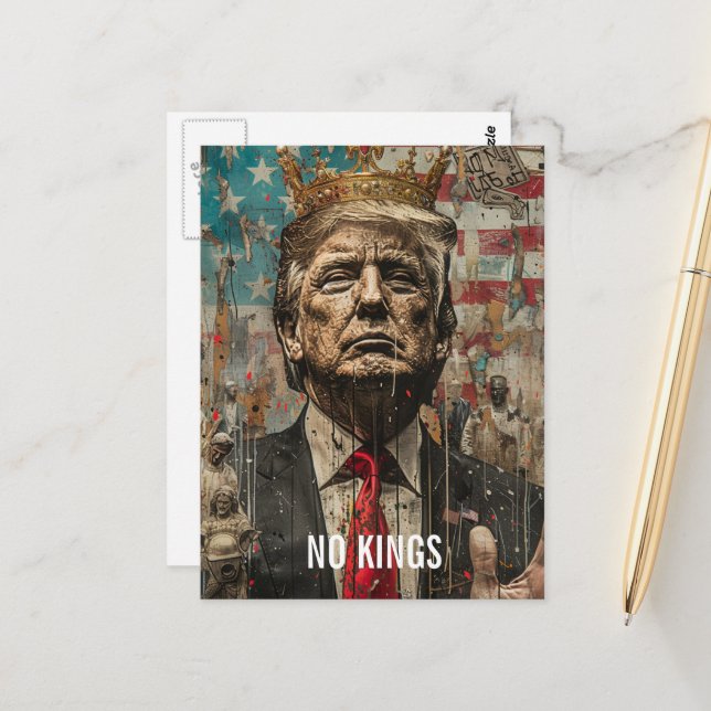 No Kings Trump With Crown Postcard (Front/Back In Situ)