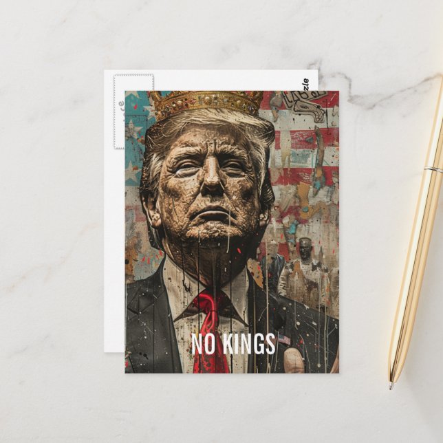 No Kings Trump With Crown Postcard (Front/Back In Situ)