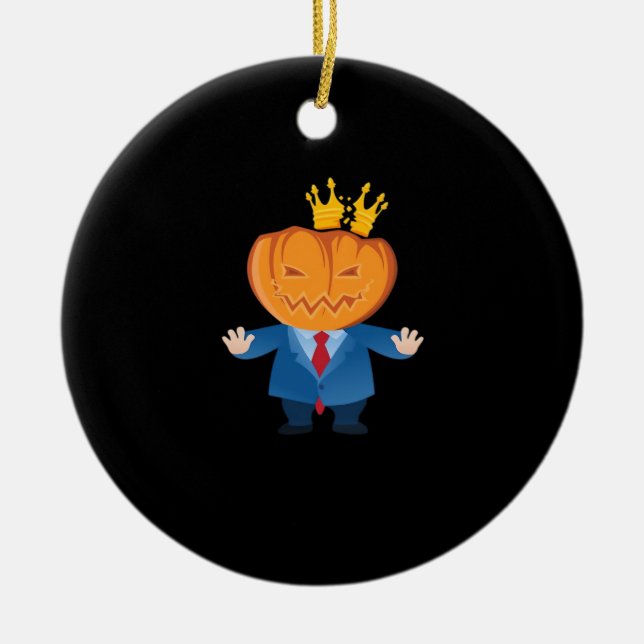 No Kings - Trumpkin Pumpkin Classic Ceramic Tree Decoration (Front)