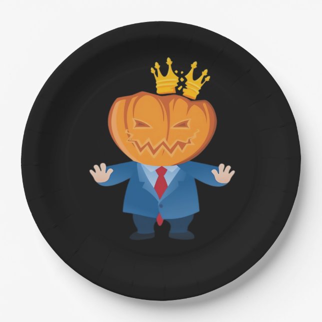 No Kings - Trumpkin Pumpkin Classic Paper Plate (Front)