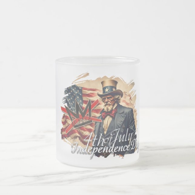No Kings Uncle Sam Independence Day Art Frosted Glass Coffee Mug (Center)