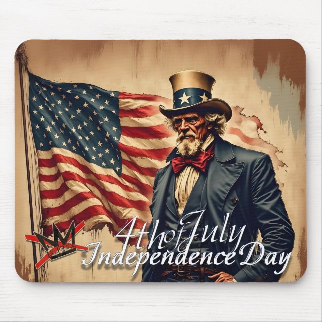 No Kings Uncle Sam Independence Day Art Mouse Mat (Front)