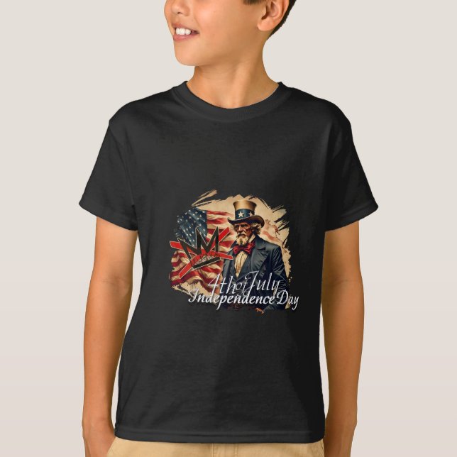 No Kings Uncle Sam Independence Day Art T-Shirt (Front)