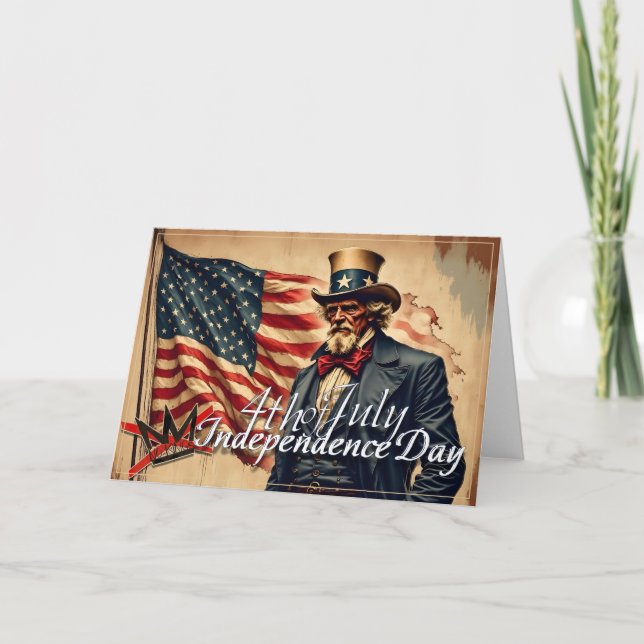 No Kings Uncle Sam Independence Day Art Thank You Card (Front)