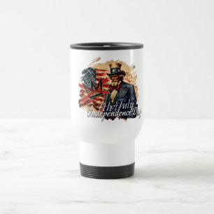 No Kings Uncle Sam Independence Day Art Travel Mug
