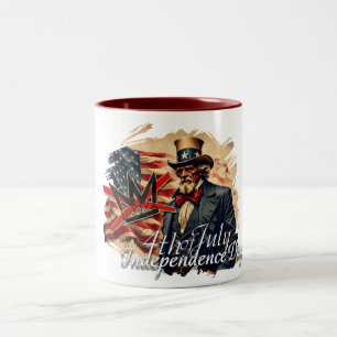 No Kings Uncle Sam Independence Day Art Two-Tone Coffee Mug