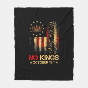 No Kings Vintage America Flag 1776 Fleece Blanket