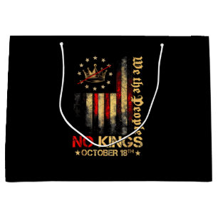 No Kings Vintage America Flag 1776 October 18 Large Gift Bag