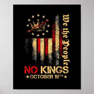 No Kings Vintage America Flag 1776 October 18 Poster