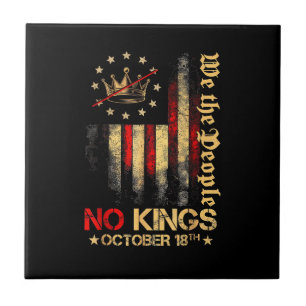 No Kings Vintage America Flag 1776 October 18 Tile
