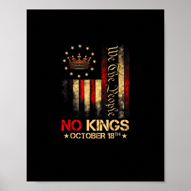 No Kings Vintage America Flag 1776 Poster (Front)