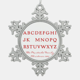 No L "Joke" (Noel) Snowflake Pewter Christmas Ornament