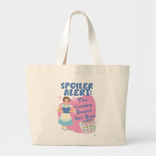 No Laundry Happened Reader Cartoon Wife Large Tote Bag (Front)