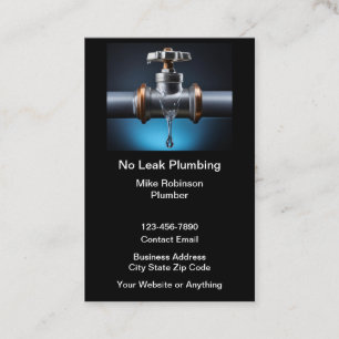 No Leaking Pipes Plumber Service Business Card