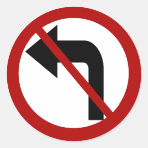 No Left Turn Sticker