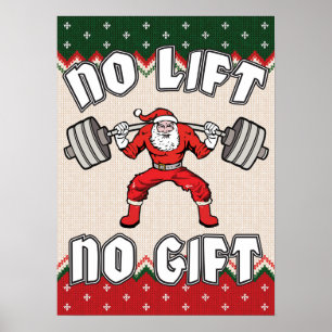 No Lift No Gift - Christmas Gym - Santa Workout Poster