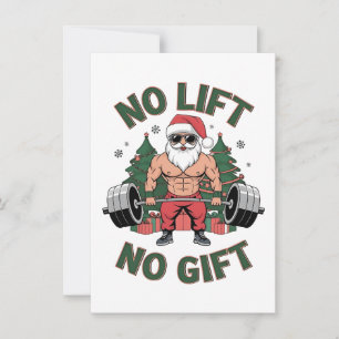 No Lift No Gift Funny Santa Claus Gym Fitness Invitation
