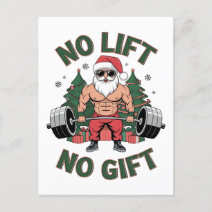 No Lift No Gift Funny Santa Claus Gym Fitness  Invitation Postcard