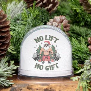 No Lift No Gift Funny Santa Claus Gym Fitness Snowglobe