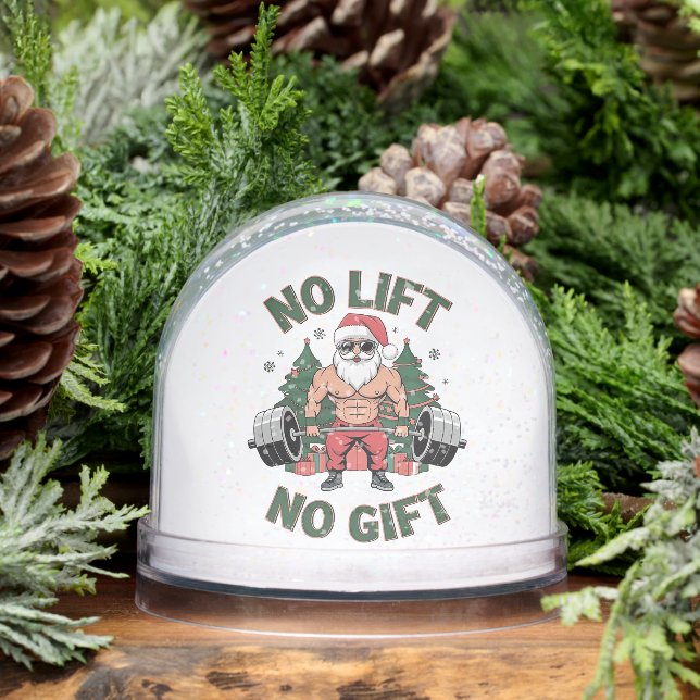 No Lift No Gift Funny Santa Claus Gym Fitness  Snowglobe (Winter)