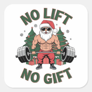No Lift No Gift Funny Santa Claus Gym Fitness Square Sticker