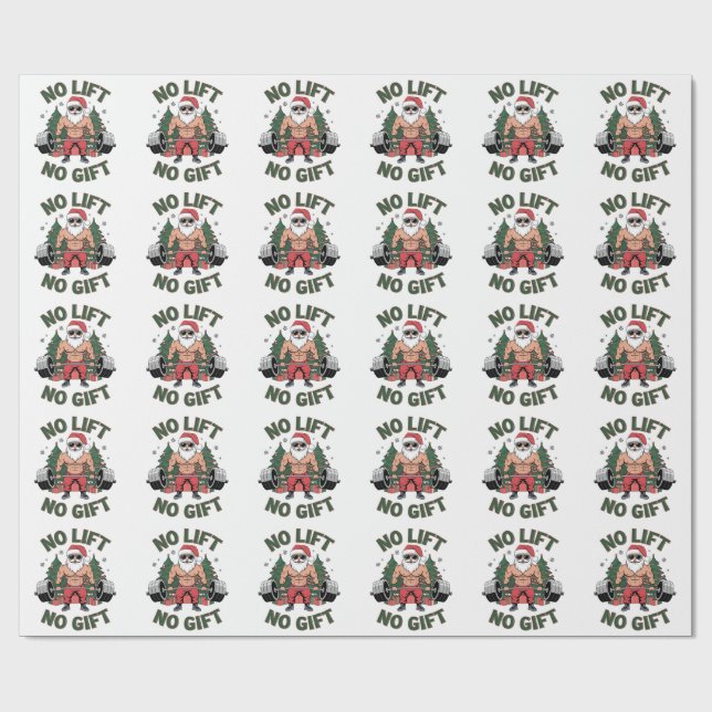 No Lift No Gift Funny Santa Claus Gym Fitness  Wrapping Paper (Flat)