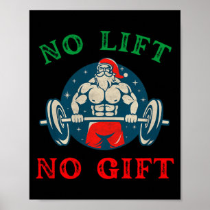 No Lift No Gift Funny Workout Santa Christmas Gym Poster