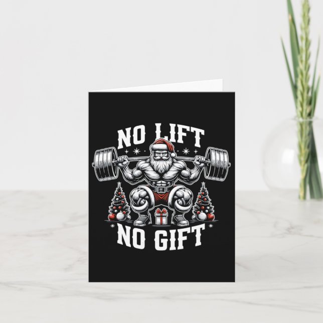 No Lift No Gift Santa Claus Christmas Gym Bodybuil Card (Front)