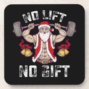 No Lift No Gift Santa Gym Workout Fitness Christma Coaster