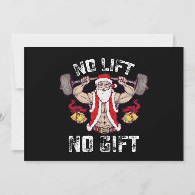 No Lift No Gift Santa Gym Workout Fitness Christma Invitation (Front)