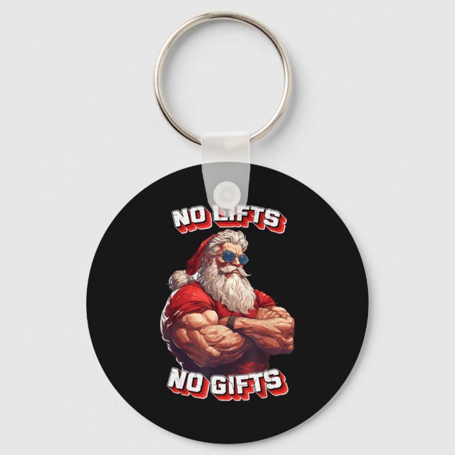 No Lifts No Bodybuilder Fitness Santa Christmas  Key Ring (Front)