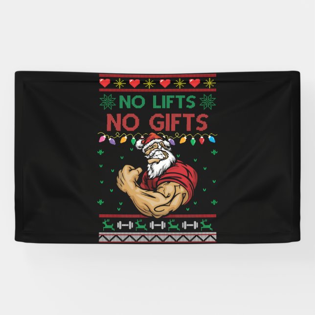 No Lifts No s Ugly Christmas Workout Powerlifting Banner (Horizontal)