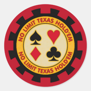 No Limit Texas Hold'em Poker Chip Classic Round Sticker