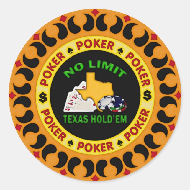 No Limit Texas Hold'em Poker Chip Classic Round Sticker (Front)