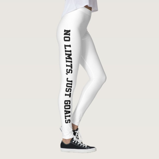 No Limits, Just Goals – Motivational white Legging (Right)