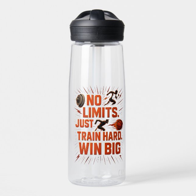 No Limits Sports Water Bottle Train Hard (Front)