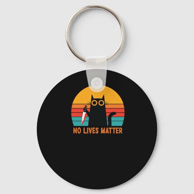 No Lives - Funny Halloween Cat Sticker  Key Ring (Front)
