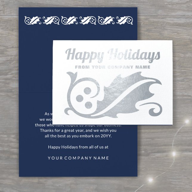 No Logo Christmas Holly Business Happy Holidays Foil Card (Creator Uploaded)