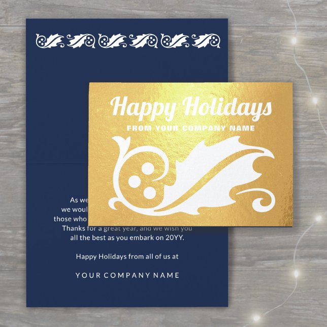 No Logo Christmas Holly Company Happy Holidays Foil Card (Creator Uploaded)