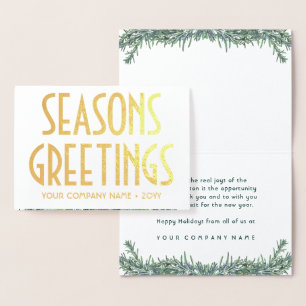 No Logo Seasons Greetings Elegant Business Holiday Foil Card
