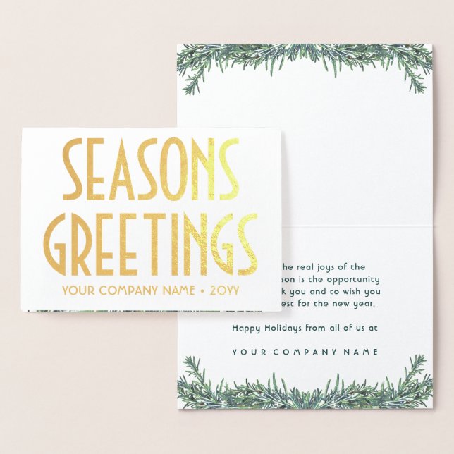 No Logo Seasons Greetings Elegant Business Holiday Foil Card (Display)