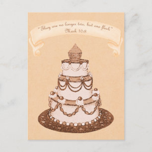 No Longer 2 but 1 Flesh~Wedding Cake Scripture Postcard