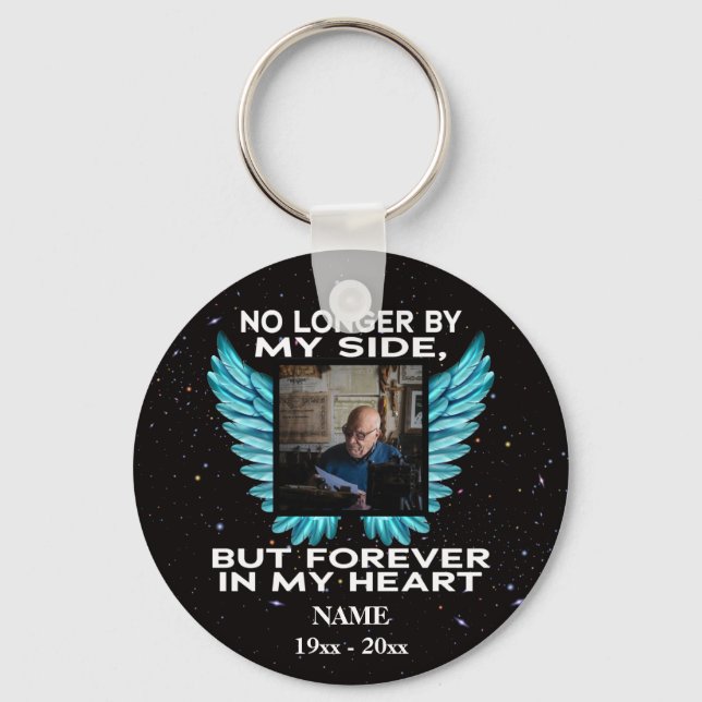 No Longer by My Side, memorial photo keepsake Key Ring (Front)