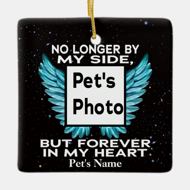 No Longer by My Side, Pet Memorial – Custom Photo Ceramic Ornament (Front)