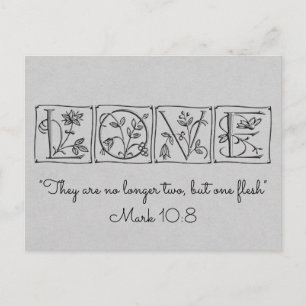 No longer two-but one flesh~Scripture~Wedding RSVP Invitation Postcard