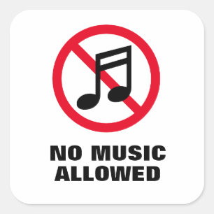 No loud music allowed sound prohibited sign square sticker