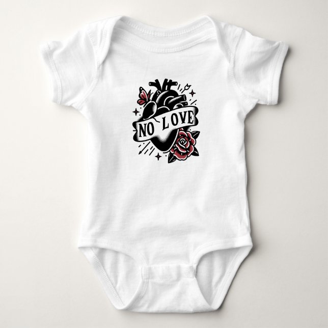 No Love Flash Tattoo Baby Bodysuit (Front)