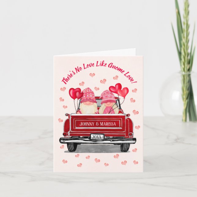 No Love Like Gnome Love Quote Valentine's Day Holiday Card (Front)