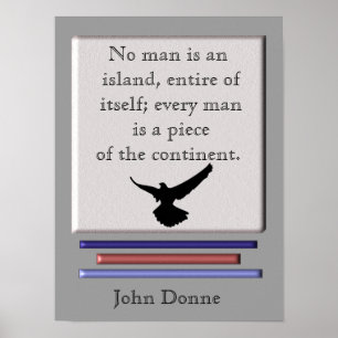 No man is an island - art poster -quote John Donne